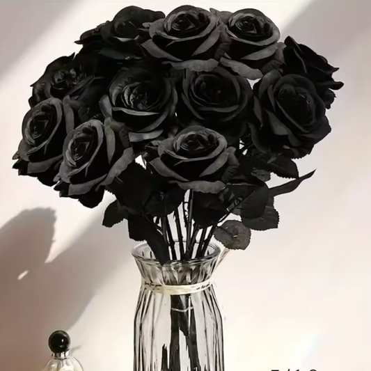 10 schwarz & rote Rosen